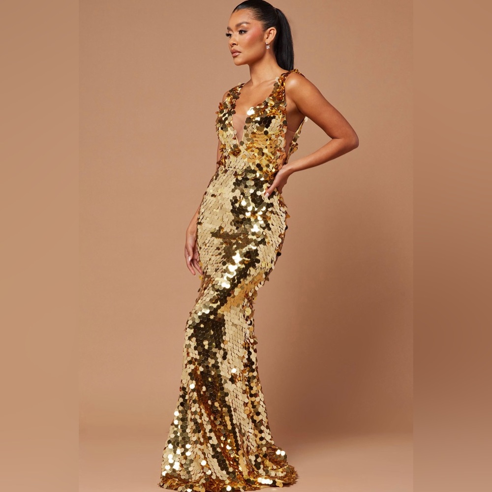 See Me Shining Sequin Gown - Gold